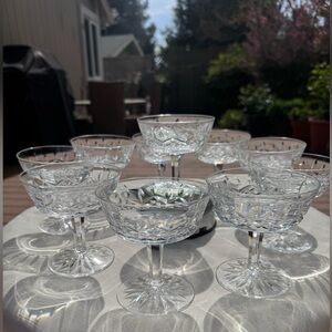 Waterford Lismore Crystal Coupe Glasses Set of 10 Champagne Sherbet Stemware